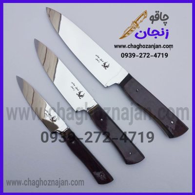 چاقو زنجان مدل آشپزخانه A3 سرویس 3 پارچه عبادی